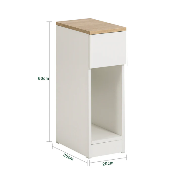 2x Nachttisch 2er Set mit Schublade | Sofatisch | Beistelltisch | Weiß | FBT111-WN