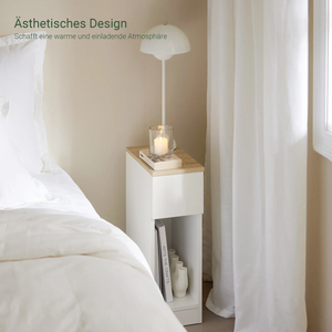 2x Nachttisch 2er Set mit Schublade | Sofatisch | Beistelltisch | Weiß | FBT111-WN