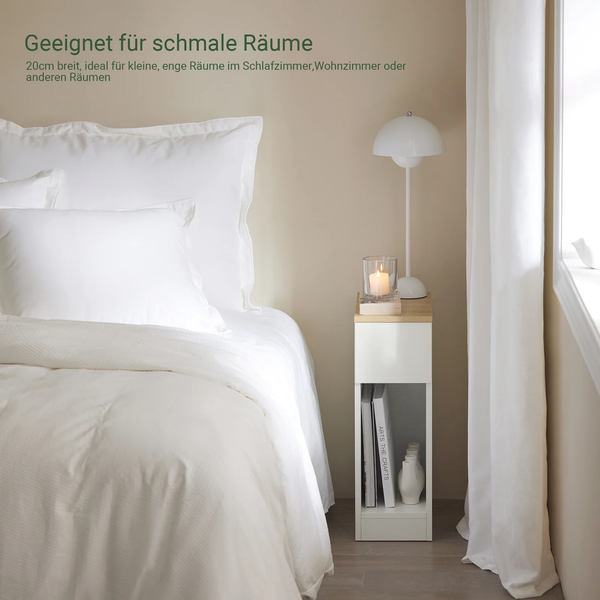 2x Nachttisch 2er Set mit Schublade | Sofatisch | Beistelltisch | Weiß | FBT111-WN