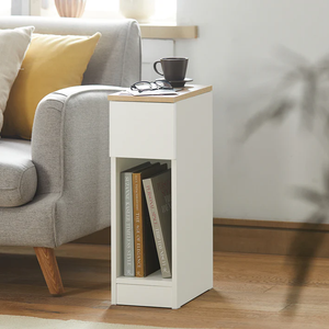 2x Nachttisch 2er Set mit Schublade | Sofatisch | Beistelltisch | Weiß | FBT111-WN