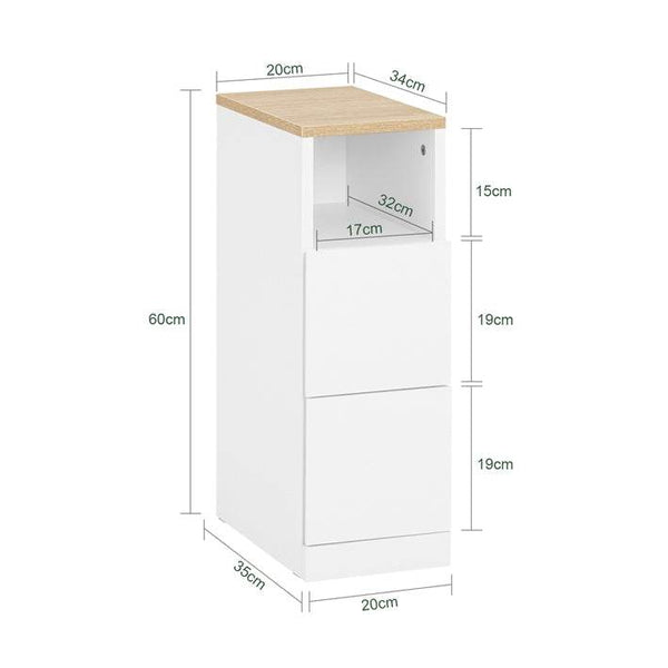 Nachttisch mit 2 Schubladen | Beistelltisch | Sofatisch | schmal Nachtschrank