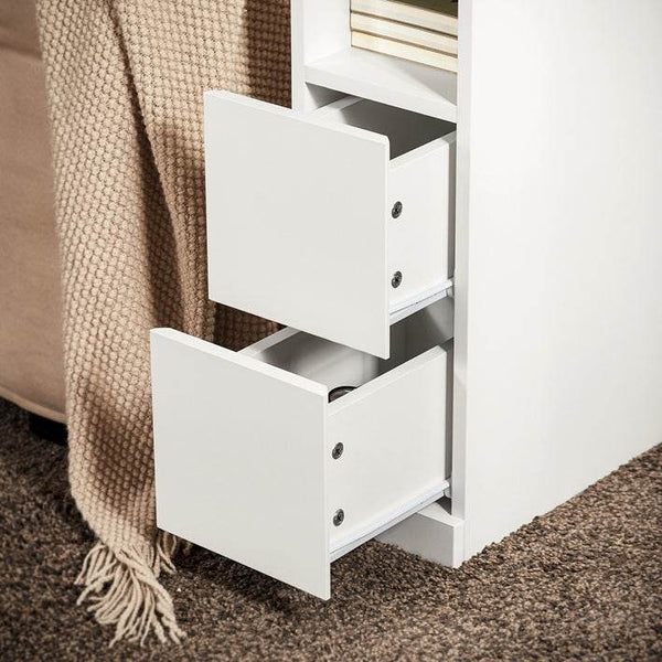 Nachttisch mit 2 Schubladen | Beistelltisch | Sofatisch | schmal Nachtschrank
