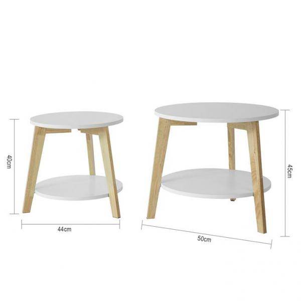 2er teilig Beistelltisch | Satztisch | Kautschukholz | Weiss