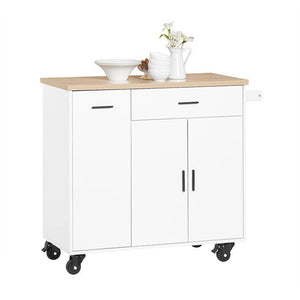 Design Küchenwagen mit Arbeitsplatte | Kücheninsel | Küchenschrank Sideboard Weiss