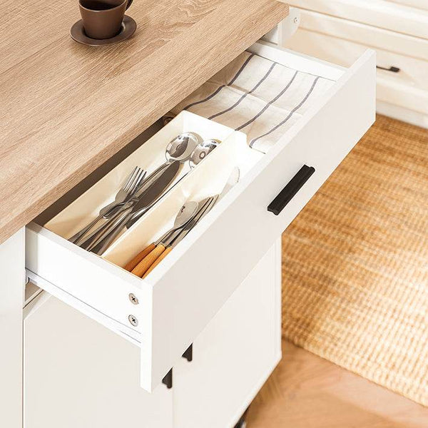 Design Küchenwagen mit Arbeitsplatte | Kücheninsel | Küchenschrank Sideboard Weiss