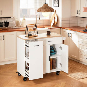 Design Küchenwagen mit Arbeitsplatte | Kücheninsel | Küchenschrank Sideboard Weiss