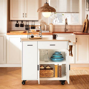 Design Küchenwagen mit Arbeitsplatte | Kücheninsel | Küchenschrank Sideboard Weiss