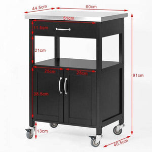 Küchenwagen | Getränkewagen fürs Büro | Servierwagen Schwarz
