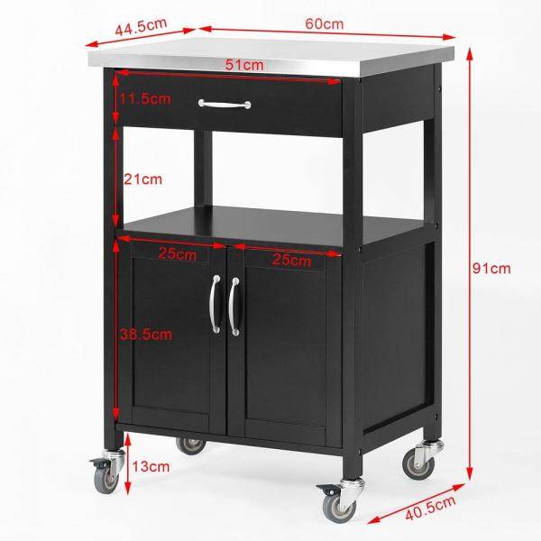 Küchenwagen | Getränkewagen fürs Büro | Servierwagen Schwarz