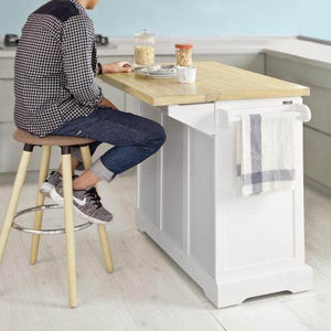 Kücheninsel | Küchenwagen mit erweiterbarer Arbeitsfläche | Küchenschrank Weiss