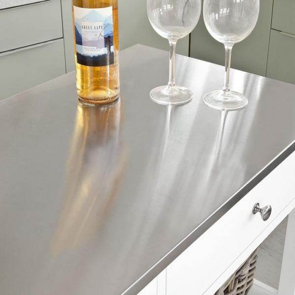 Küchenwagen mit Edelstahlplatte | Sideboard | Servierwagen Weiss