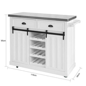 Kücheninsel | Küchenwagen mit Flaschenablage | Küchenschrank Weiss