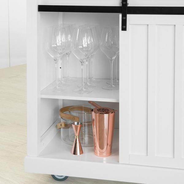 Kücheninsel | Küchenwagen mit Flaschenablage | Küchenschrank Weiss