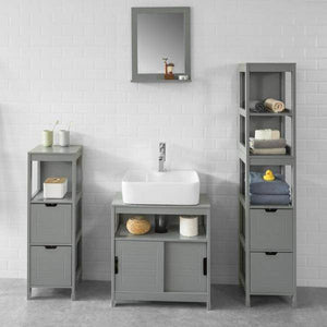 Badschrank stahlgrau | Badezimmermöbel Landhaus