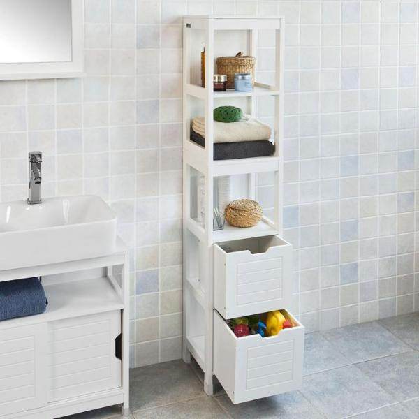 Bad Hochschrank | Badschrank Weiss | Badezimmermöbel Landhaus