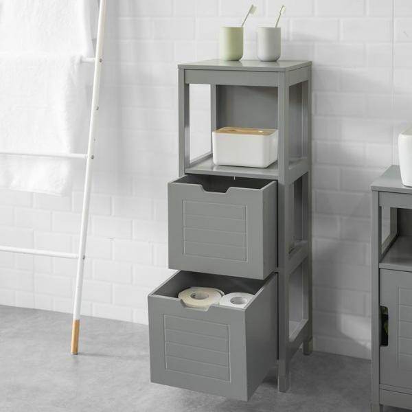 Badschrank stahlgrau | Badezimmermöbel Landhaus