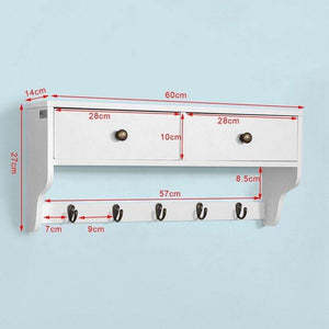 Wandgarderobe | Hängeregal mit Schubladen | Weiss FRG178-W