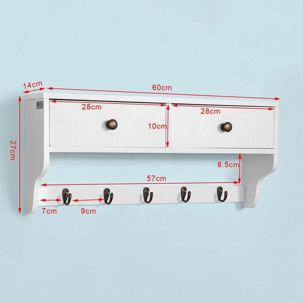 Wandgarderobe | Hängeregal mit Schubladen | Weiss FRG178-W