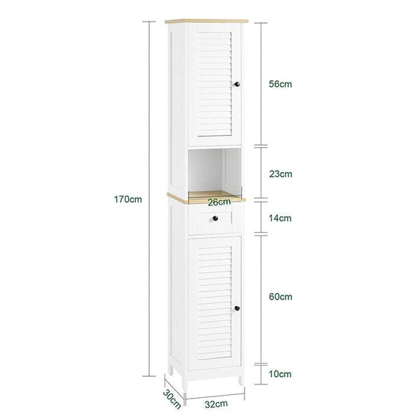 Badezimmer-Hochschrank | Badschrank | Badregal | Weissnatur