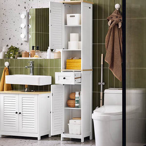 Badezimmer-Hochschrank | Badschrank | Badregal | Weissnatur
