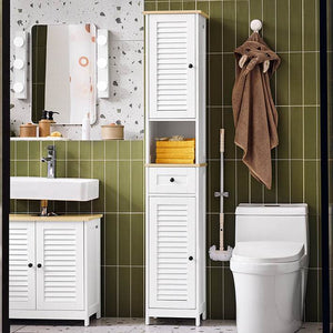 Badezimmer-Hochschrank | Badschrank | Badregal | Weissnatur