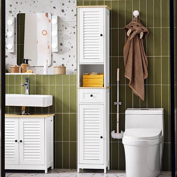Badezimmer-Hochschrank | Badschrank | Badregal | Weissnatur