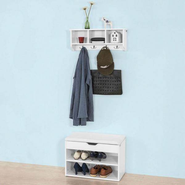 Wandgarderobe | Hängeregal | Flurgarderobe Weiss