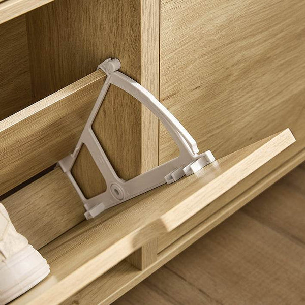 Schuhkipper Schuhschrank mit 4 Klappen schmal Schuhregal Natur