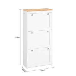 Schuhkipper Schuhschrank Mit 3 Klappen Schuhkommode Weiss