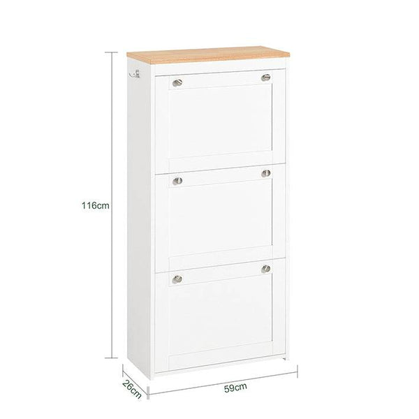 Schuhkipper Schuhschrank Mit 3 Klappen Schuhkommode Weiss