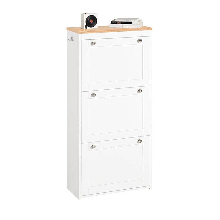 Schuhkipper Schuhschrank Mit 3 Klappen Schuhkommode Weiss