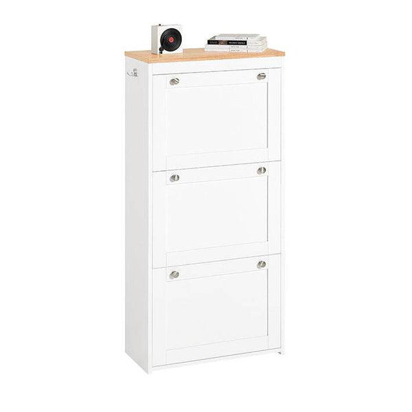 Schuhkipper Schuhschrank Mit 3 Klappen Schuhkommode Weiss