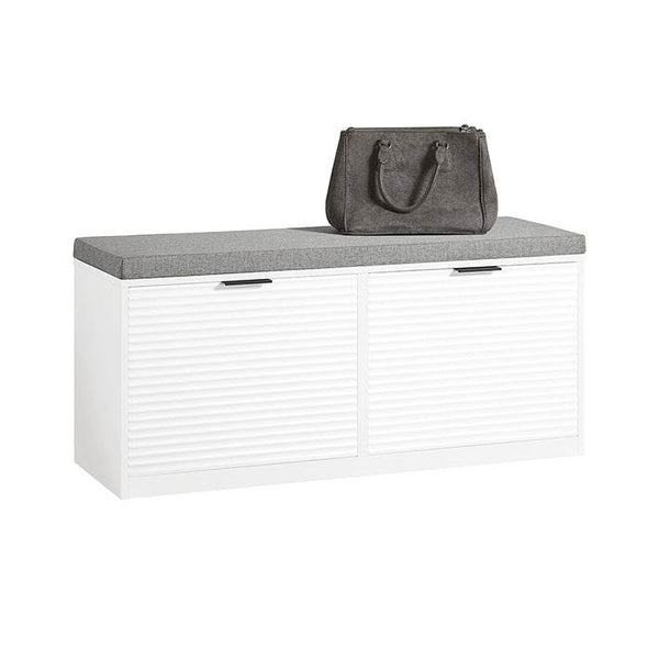 Sitzbank | Schuhkipper mit Sitzfläche | Sitzkommode | Schuhtruhe | Weiss FSR147-W