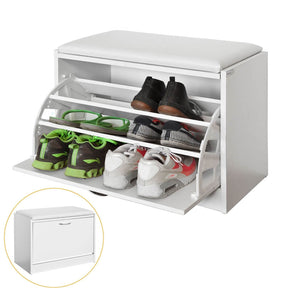 Schuhkipper Schuhbank mit Schuhregal Weiss
