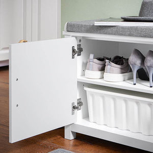 Schuhbank mit Sitzfläche | Dielenbank | Sitzbank | Schuhschrank | Weiss