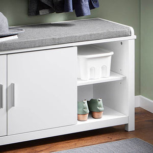 Schuhbank mit Sitzfläche | Dielenbank | Sitzbank | Schuhschrank | Weiss