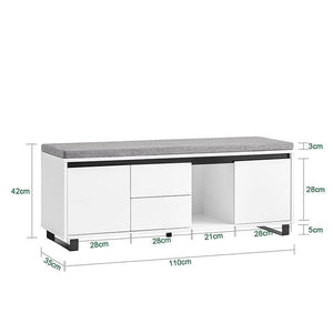 Schuhbank mit 2 Schubladen | Sitzbank | schuhschrank | Dielenbank | Weiss