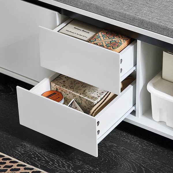 Schuhbank mit 2 Schubladen | Sitzbank | schuhschrank | Dielenbank | Weiss
