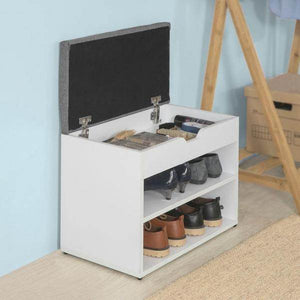 Schuhbank mit Sitzfläche | Schuhregal | Schuhschrank Hellgrau