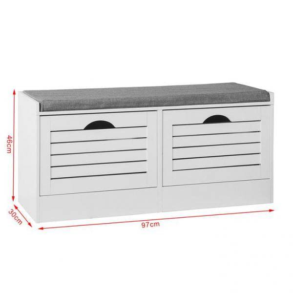 Schuhkipper | Schuhbank mit Schuhfach | Landhausstil Weiss