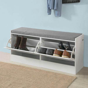 Schuhkipper | Schuhbank mit Schuhfach | Landhausstil Weiss