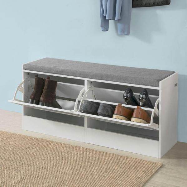 Schuhkipper | Schuhbank mit Schuhfach | Landhausstil Weiss