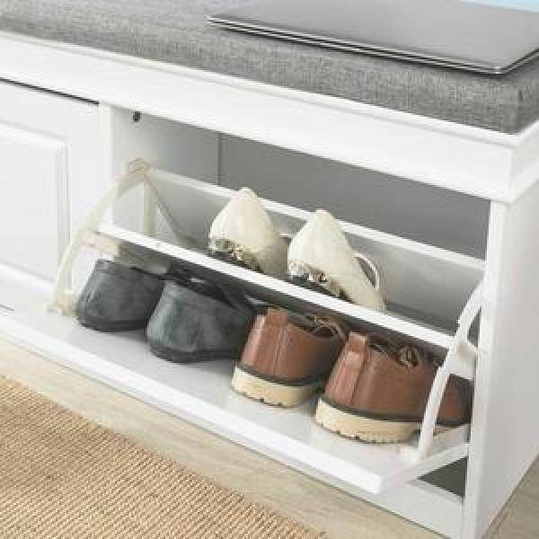 Schuhkipper Schuhbank mit Schuhfach Landhausstil Weiss