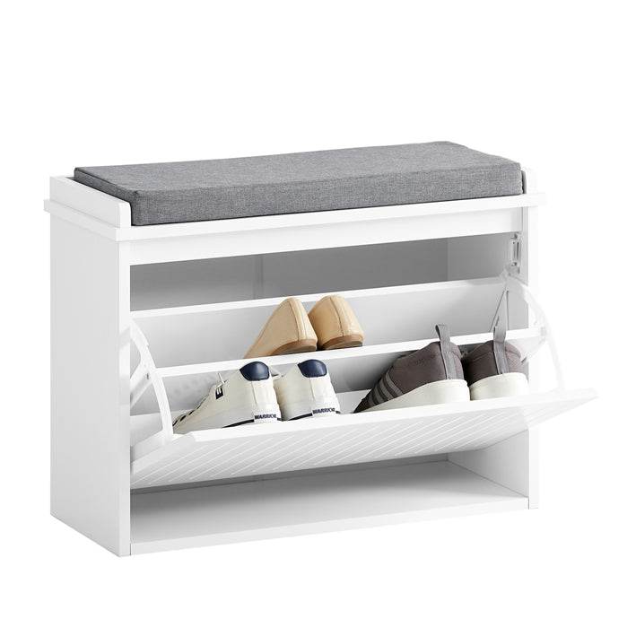 Schuhkipper Schuhbank mit Schuhfach Sitzbank Weiss FSR98-W