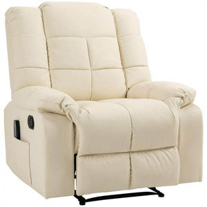Massagesessel, Relaxsessel, 8 Vibrationspunkte, Liegefunktion, Kunstleder, cremeweiss