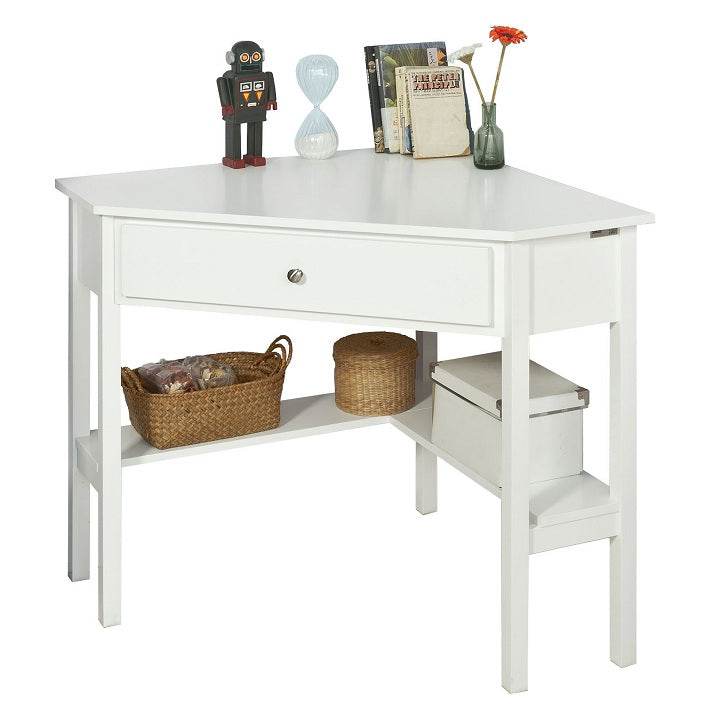 Eckschreibtisch  Schreibtisch mit Ablage und Schublade Weiss
