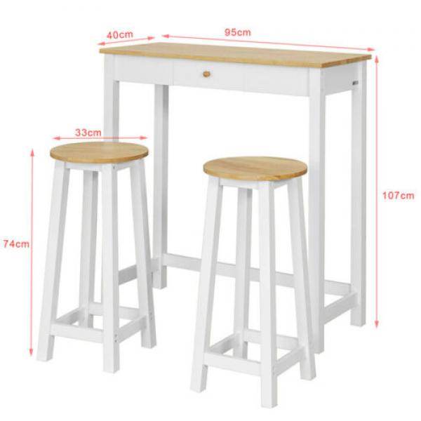 Bartisch Mit 2 Barhockern | Weiss-Natur