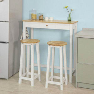 Bartisch Mit 2 Barhockern | Weiss-Natur