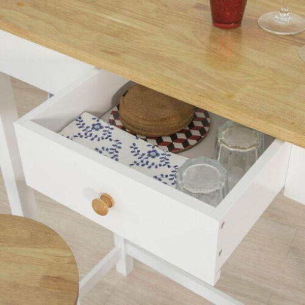 Bartisch Mit 2 Barhockern | Weiss-Natur
