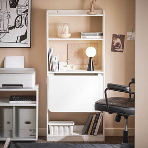 Klapptisch mit 5 Ablagen | Schreibtisch klappbar | Computertisch | Arbeitstisch | Weiss